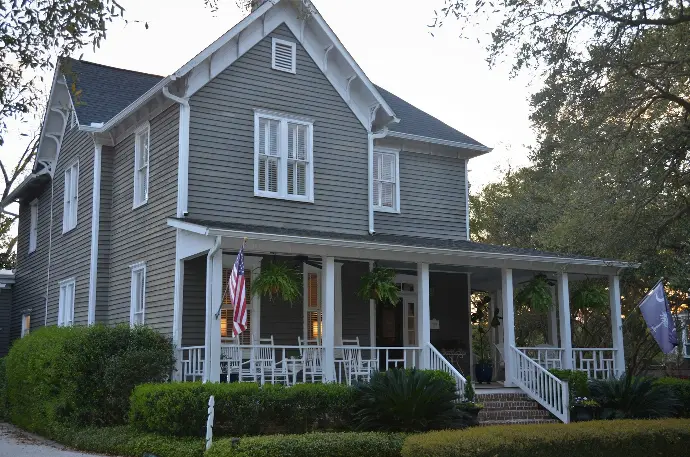 jenkintown exterior and landscaping - grey house with porch